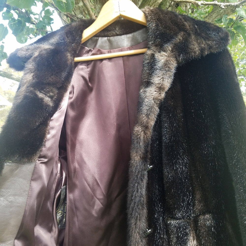 Gorgeous VTG Tissavel Fur Brown Trench Coat S - Picture 11 of 12